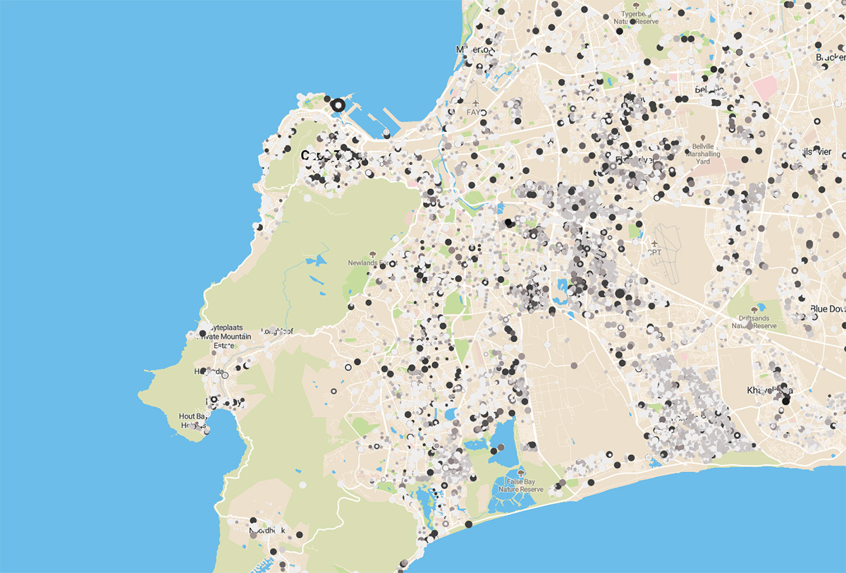 Preview of the map showing properties owned by the City of Cape Town